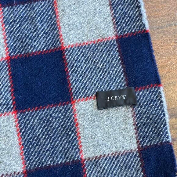 J.Crew Wool Spartan Plaid Unisex Scarf 60x9" - Picture 2 of 5